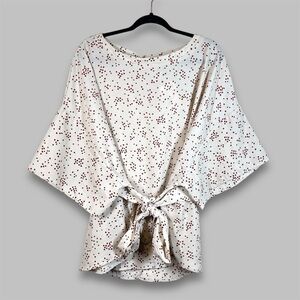 Hayden the Leslie Shirt-Dots Scoop Neck Cream Boho Blouse Size 2XL-3XL